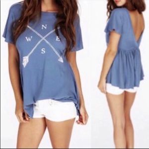Wildfox Couture Blue Compass Arrows Peplum Top